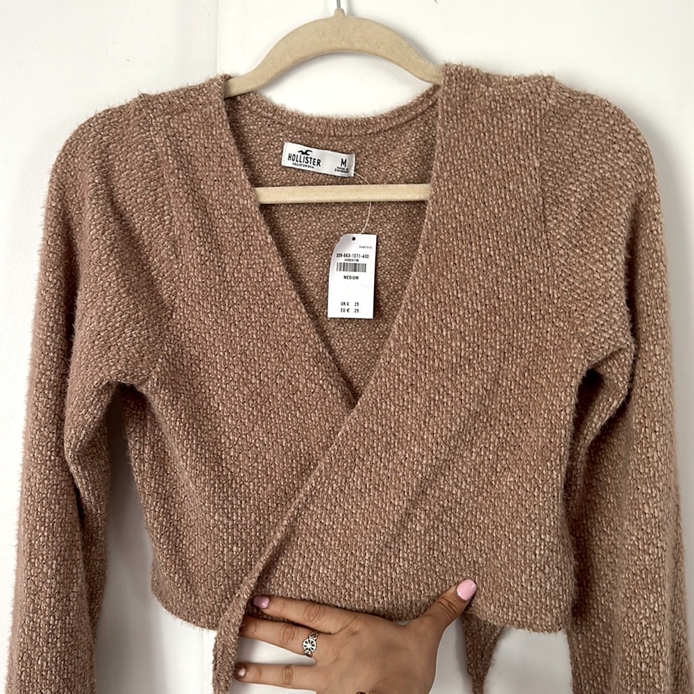 Pale Brown Wrap Around Cardigan Sweater